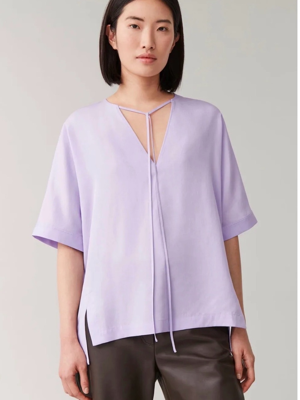 COS Oversized Neck Tie Top Lilac US 2